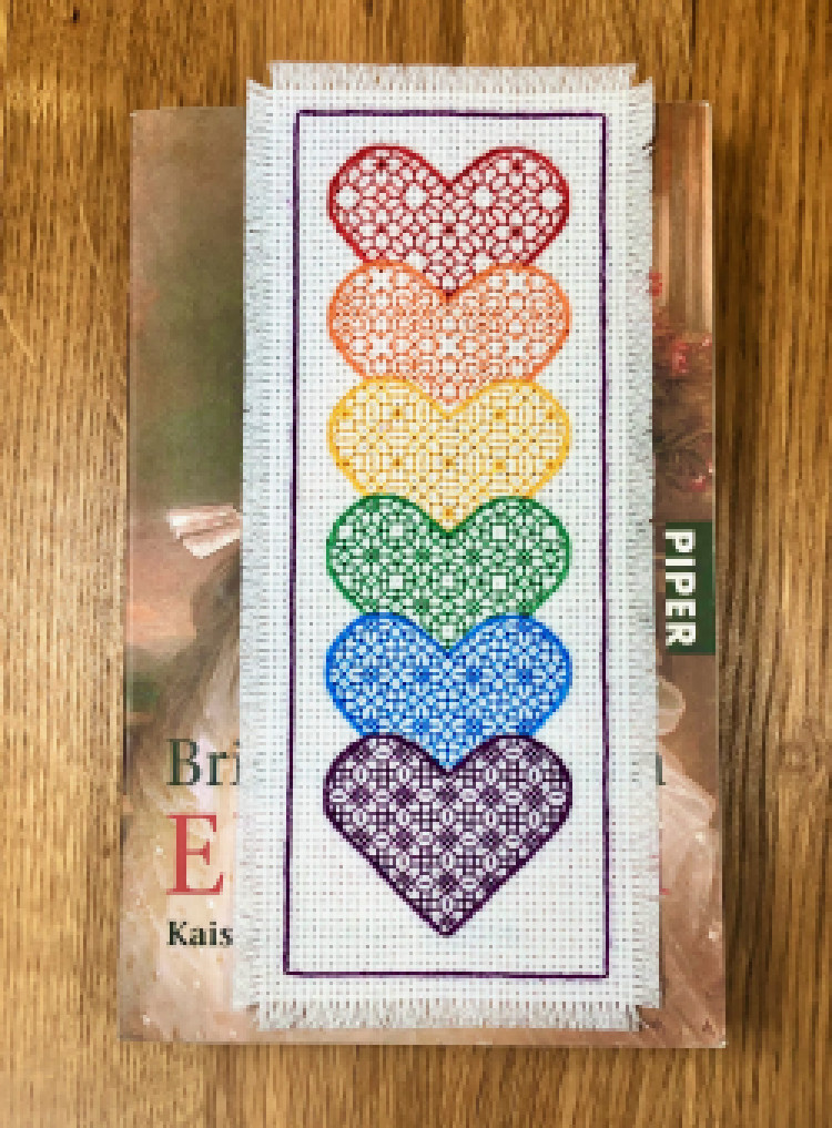 Photo of Blackwork Hearts Bookmark cross stitch pattern