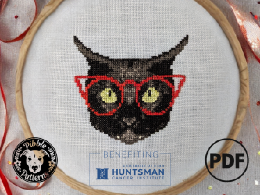 Photo of Cat Eyes - Charity Design for Huntsman Cancer Institute - Modern Cross Stitch Pattern PDF cross stitch pattern