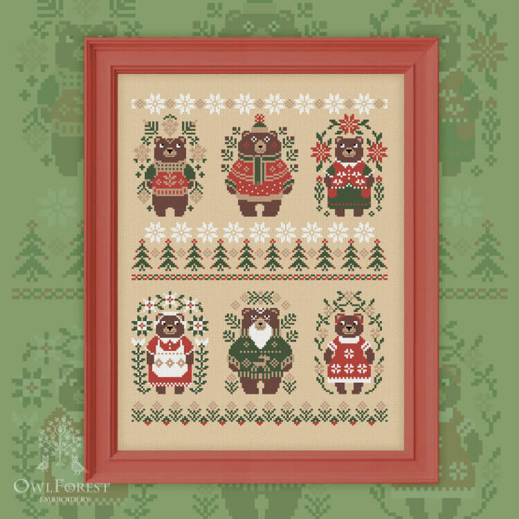 Photo of Christmas Bears cross stitch pattern