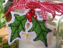 Photo of Christmas Holly cross stitch pattern