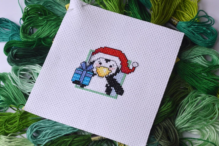 Photo of Christmas Penguin cross stitch pattern