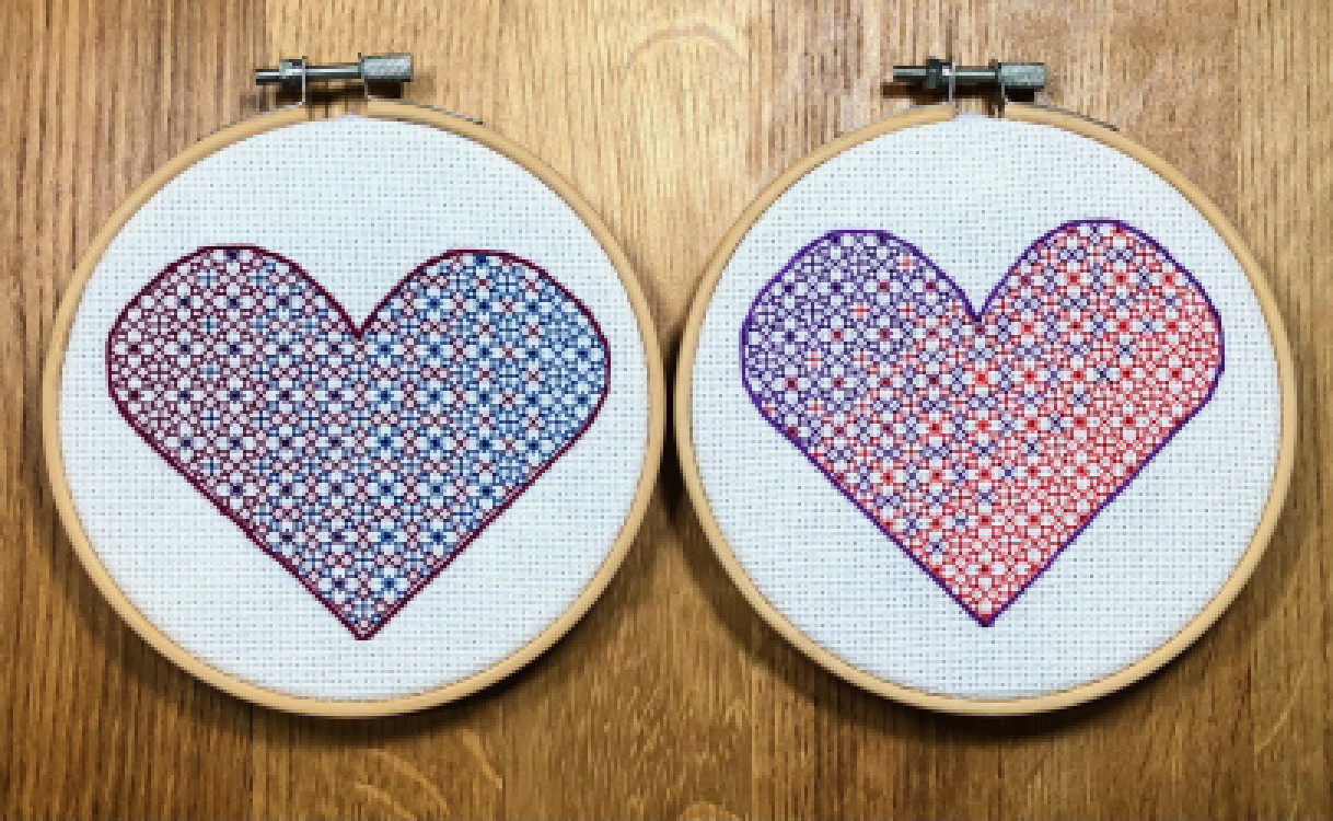 Photo of Gradient Hearts cross stitch pattern
