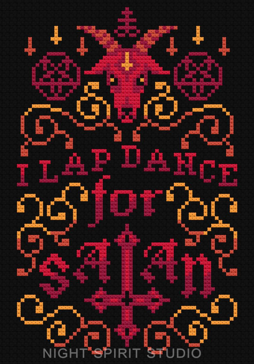 Photo of I Lap Dance for Satan (Red) cross stitch pattern