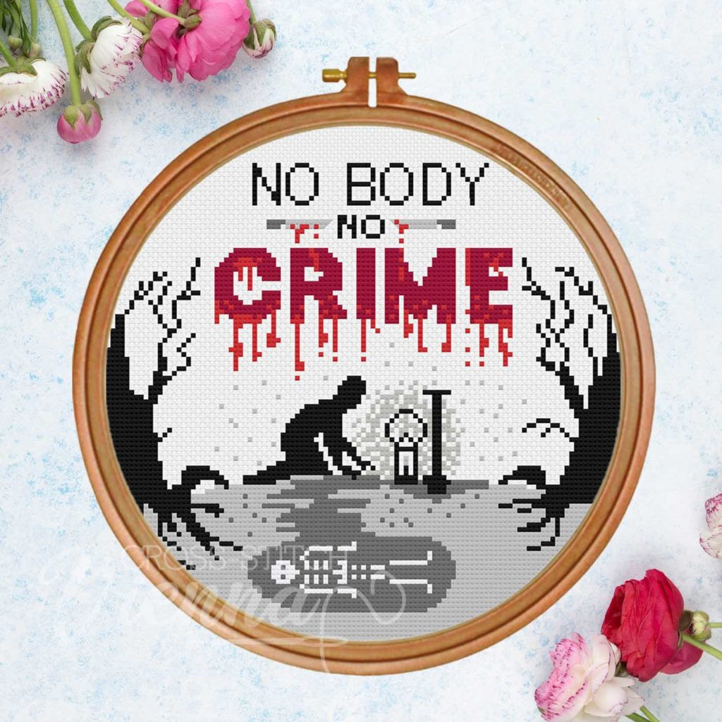 Photo of No Bodies No Crime cross stitch pattern