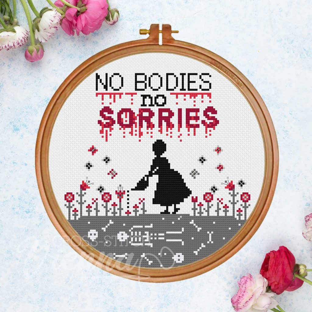 Photo of No Bodies No Sorries cross stitch pattern