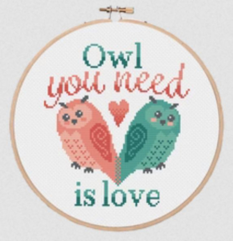 Photo of Owl You Need is Love cross stitch pattern