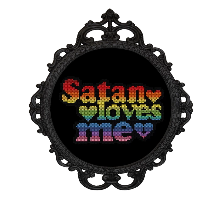 Photo of Satan Loves Me cross stitch pattern