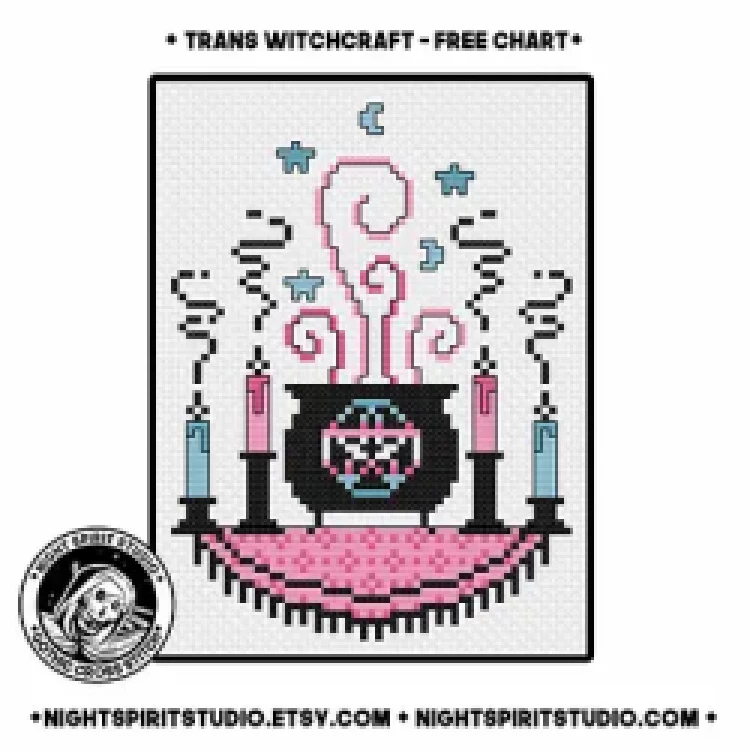 Photo of Trans Witchcraft cross stitch pattern