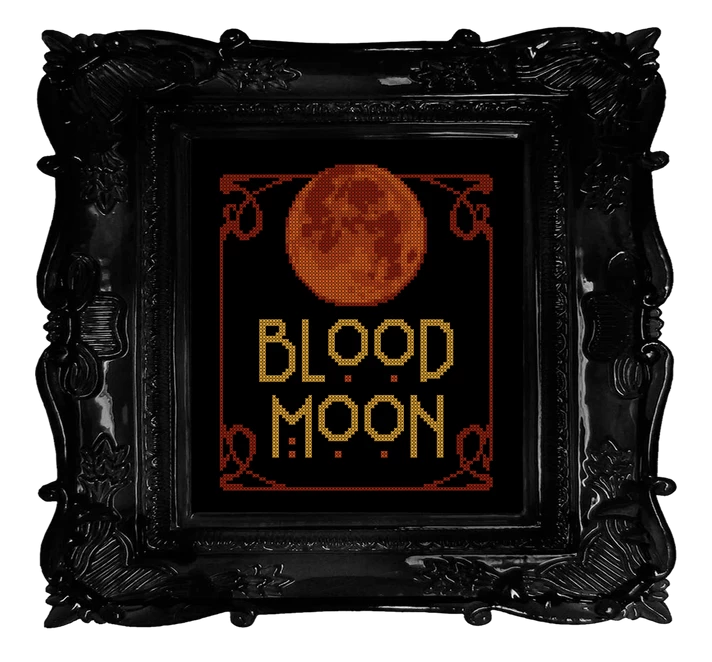 Image of Blood Moon cross stitch pattern by WitchyStitcher