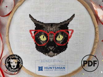  Image of Cat Eyes - Charity Design for Huntsman Cancer Institute - Modern Cross Stitch Pattern PDF by Pibble Patterns