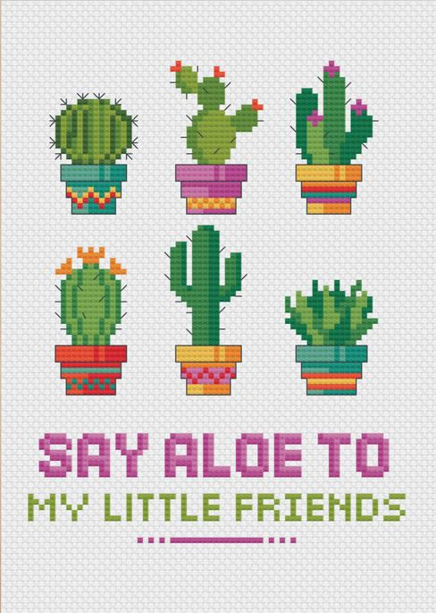 cross stitch pattern of Say Aloe To My Little Friends by TinyModernist